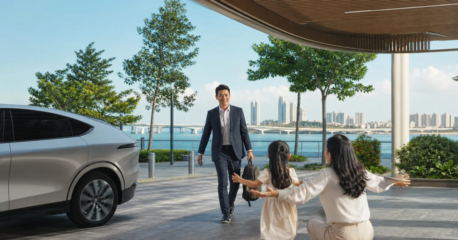 Professional returning to his family through a modern Johor waterfront mobility corridor