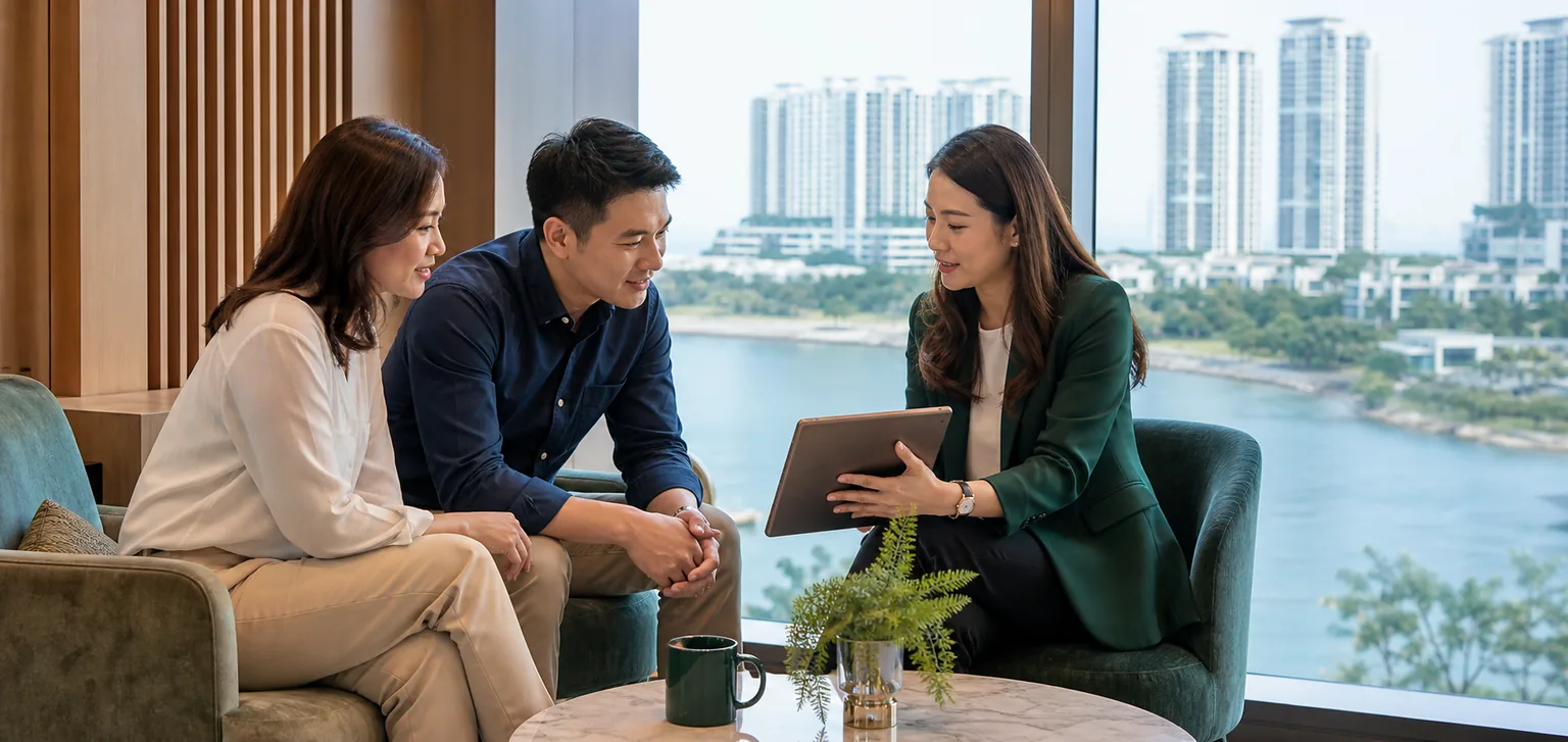 Asian couple receiving clear Forest City residence guidance from a Move2MY adviser