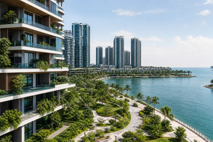 Premium coastal residential property and landscaped waterfront at Forest City, Johor